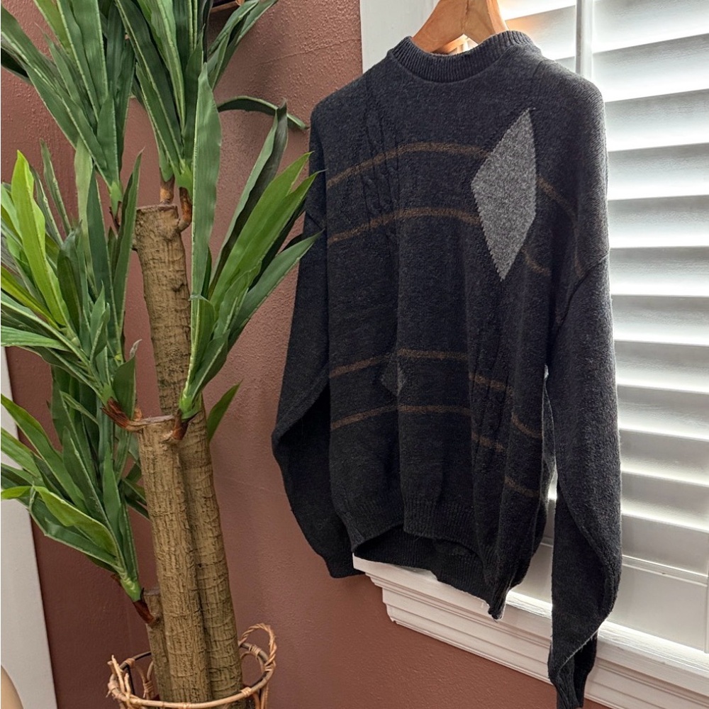 Bill Blass Charcoal Sweater with Diamond Accent